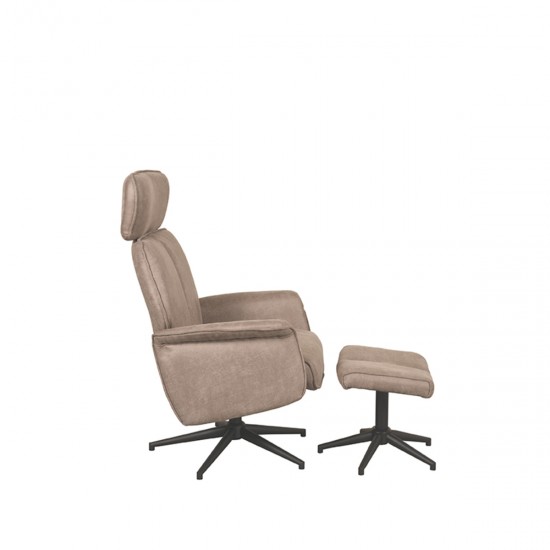 LABEL 51 Fauteuil Verdal Taupe Micro Suede Incl. Hocker.