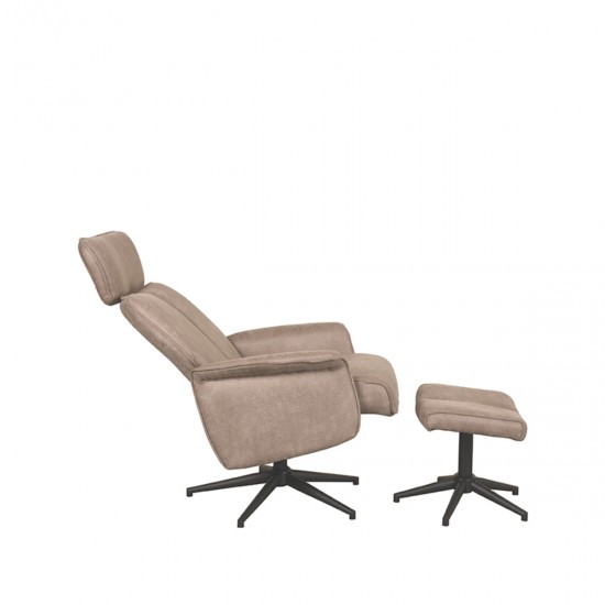 Relaxfauteuil verdal hocker 77x79x109 cm taupe micro suede zijkant2 v2