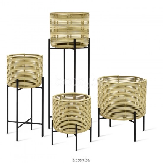 Vincent Sheppard Vivi Blumentopf Klein Rahmen aus Schwarz Stahl Natürlich Rattan.