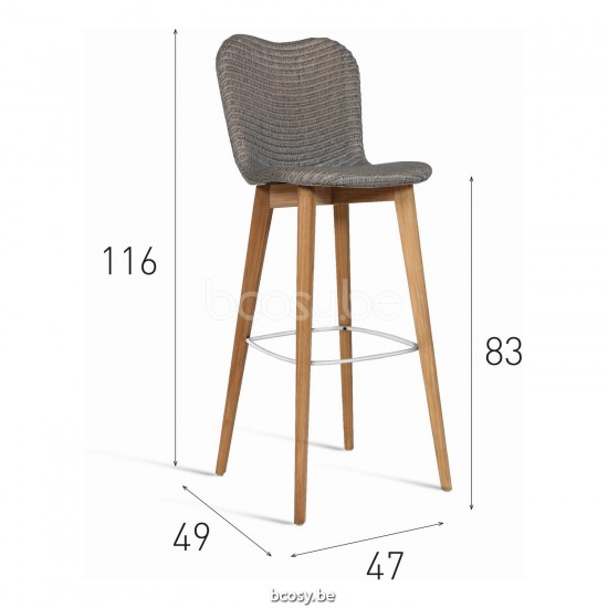 Vincent Sheppard Lily Bar Stool Natural Oak Wood frame Nacré Lloyd Loom.