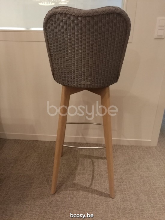 Vincent Sheppard Lily Tabouret de bar cadre en Bois Chêne naturel Lloyd Loom Nacré.