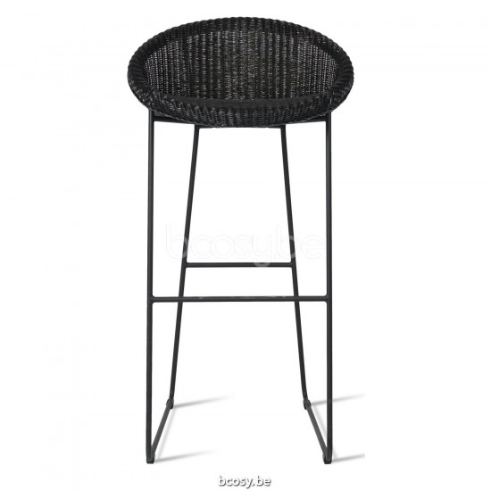 Vincent Sheppard Joe Piétement luge Tabouret de bar cadre en avec piétement luge en acier Revêtement en poudre noir Lloyd Loom Noir.