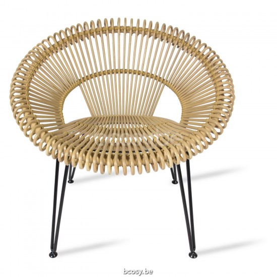 Vincent Sheppard Cruz tub bucket seats chairs Black Powder Coated Steel frame Natural Rattan.