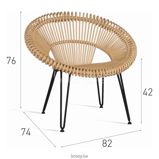 Vincent Sheppard Cruz Lazy Chair Black Powder Coated Steel frame Natural Rattan.