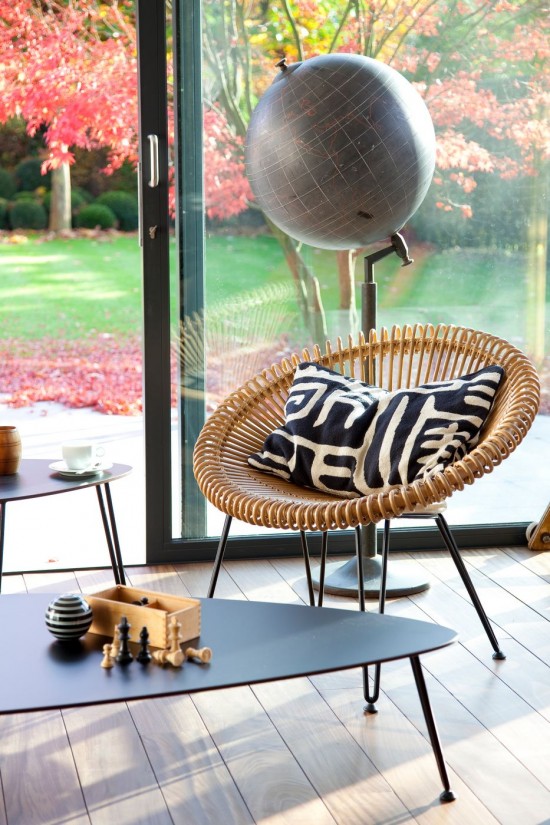 Vincent Sheppard Cruz Lazy Sessel Rahmen aus Schwarz pulverbeschichtet Stahl Natürlich Rattan.