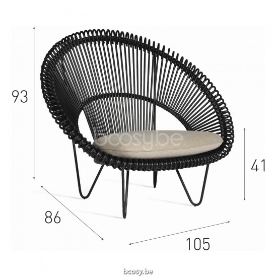 Vincent Sheppard Cruz Cocoon Black Powder Coated Steel frame Natural Rattan.