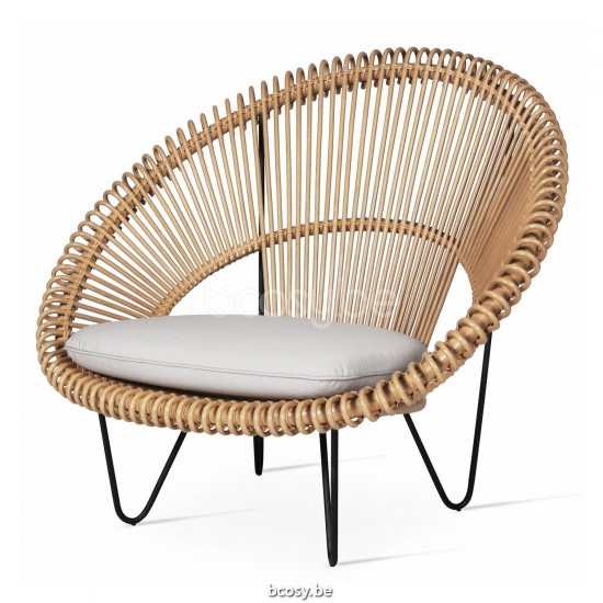 Vincent Sheppard Cruz Cocoon Zwart Gepoedercoat Stalen frame Natuur Rotan.
