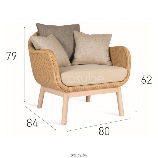 Vincent Sheppard Vincent Sheppard Alex Lounge Chair Natural Oak Wood frame Pebble Lloyd Loom.
