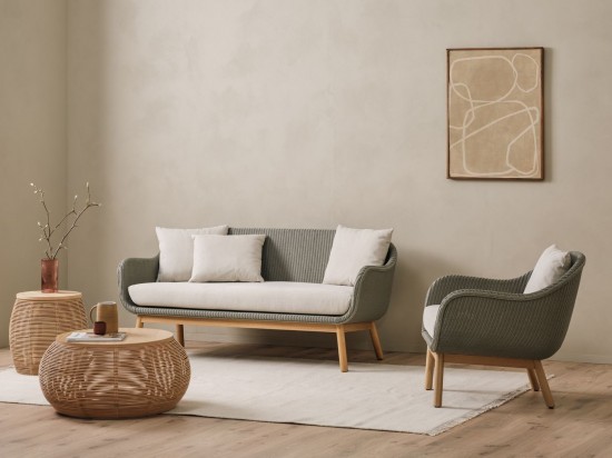 Vincent Sheppard Alex Lounge Stoel Natuur eiken Hout frame Pebble Lloyd Loom.