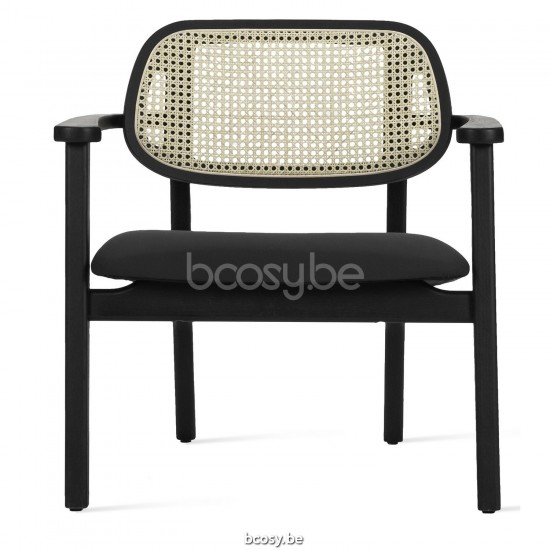 Vincent Sheppard Titus Loungesessel schwarz Titus Lounge Stuhl Rahmen aus Schwarz gebeizt Eiche Schwarz Bouclé.