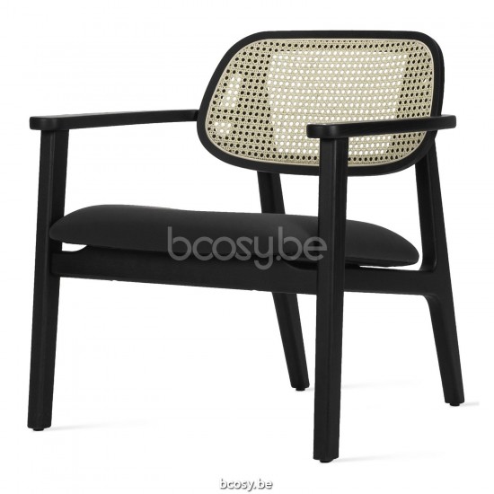 Vincent Sheppard Titus Lounge Stoel Zwart gebeitst Eiken frame Zwart Bouclé.