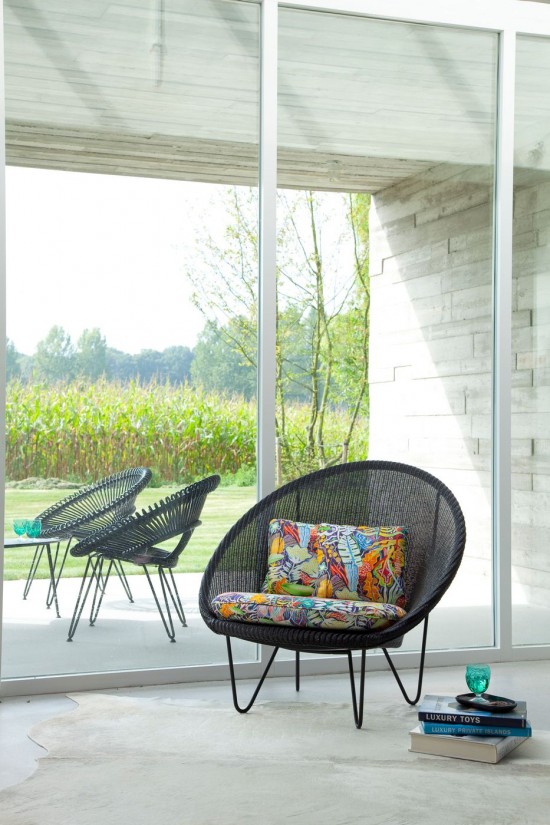 Vincent Sheppard Joe Lounge cadre en Acier Revêtement en poudre noir Lloyd Loom Noir.