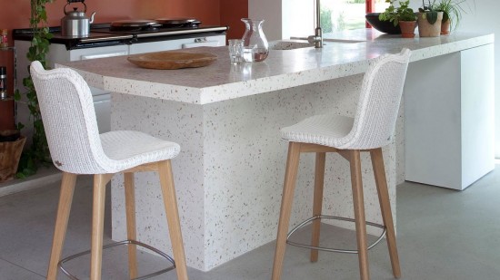 Vincent Sheppard Lily Tabouret de bar mi-hauteur cadre en Bois Chêne naturel Lloyd Loom Neige.