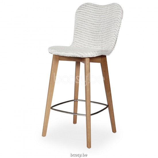 Vincent Sheppard Lily Halfhoge Barstoel Natuur eiken Hout frame Snow Lloyd Loom.