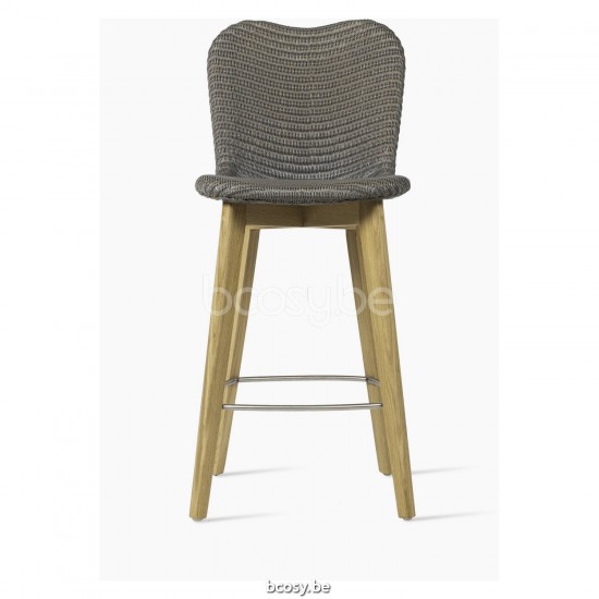 Vincent Sheppard Tabouret de bar Lily base chêne H101 cm Lily Tabouret de bar mi-hauteur cadre en Bois Chêne naturel Lloyd Loom Nacré.