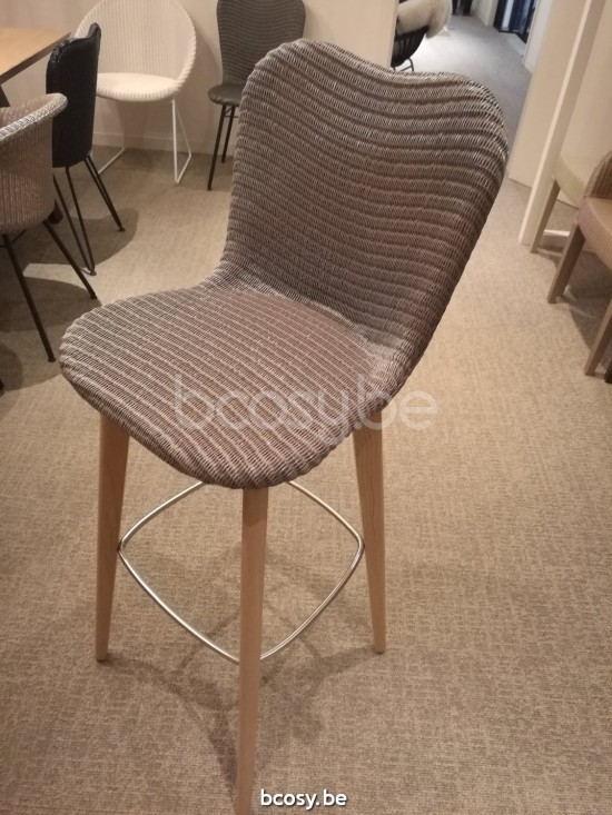 Vincent Sheppard Lily Tabouret de bar mi-hauteur cadre en Bois Chêne naturel Lloyd Loom Nacré.