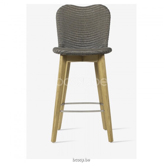 Vincent Sheppard Lily Mittelhoher Barhocker Rahmen aus Eiche Natur Holz Nacré Lloyd Loom.