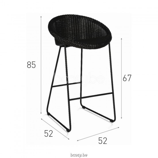Vincent Sheppard Joe Counter Stool Black Powder Coated Steel Sled frame Black Lloyd Loom.