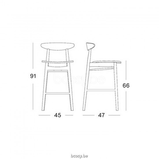 Vincent Sheppard Teo Halfhoge Barstoel Zwart Beuken frame.