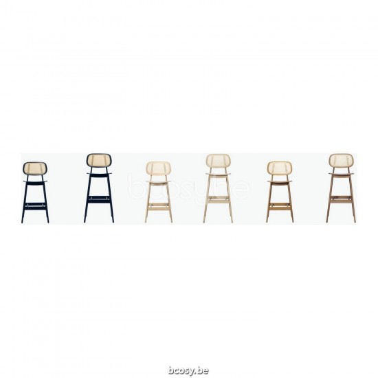 Vincent Sheppard Tabouret de bar Titus H100 cm chêne - cannage - Tabouret Titus naturel H100 cm Titus Tabouret de bar mi-hauteur cadre en Hêtre Tabac Hêtre Taba