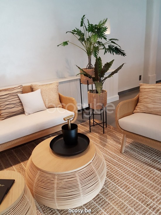 Vincent Sheppard Vivi Runder Couchtisch Dia 77 Natürlich Rattan Tischplatte Natürlich Eiche.