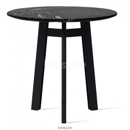 Vincent Sheppard Groove Ronde Bijzettafel Dia 40 Zwart Stalen frame Nero Marquina Marmer Marmer Tafelblad.