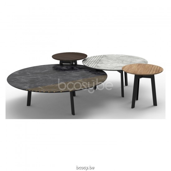 Vincent Sheppard Groove nested side tables sidetables Black Steel frame Dia 72.