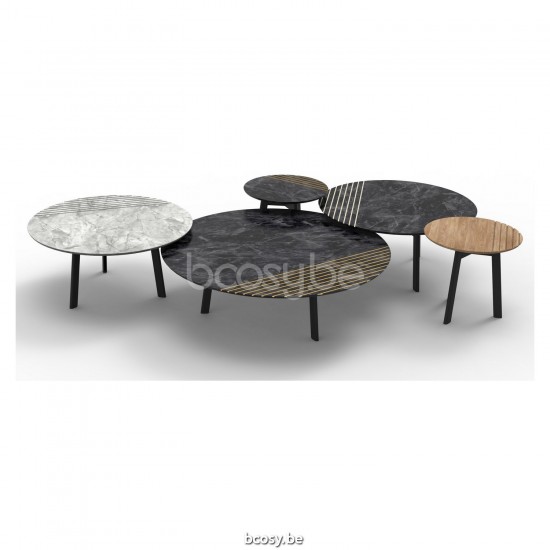 Vincent Sheppard Groove Ronde Salontafel Dia 72 Zwart Stalen frame.