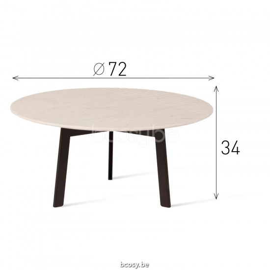 Vincent Sheppard Groove Round Coffee Table Dia 72 Black Steel frame Carrara Marble Marble top.