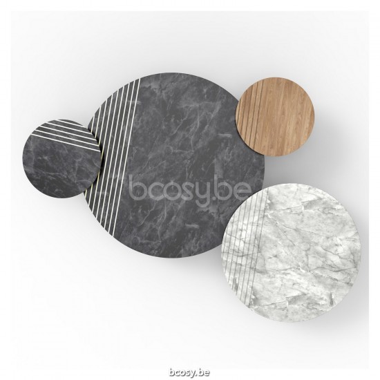 Vincent Sheppard Groove Runder Couchtisch Dia 72 Rahmen aus Schwarz Stahl Tischplatte Carrara-Marmor Marmor.