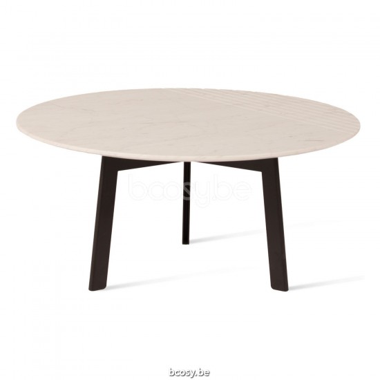 Vincent Sheppard Groove Ronde Salontafel Dia 72 Zwart Stalen frame Carrara Marmer Marmer Tafelblad.