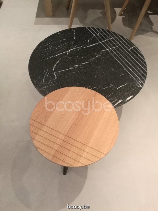 Vincent Sheppard Groove nested side tables sidetables Black Steel frame Dia 72.