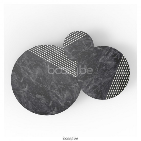 Vincent Sheppard Groove Runder Couchtisch Dia 72 Rahmen aus Schwarz Stahl Tischplatte Nero Marquina Marmor Marmor.