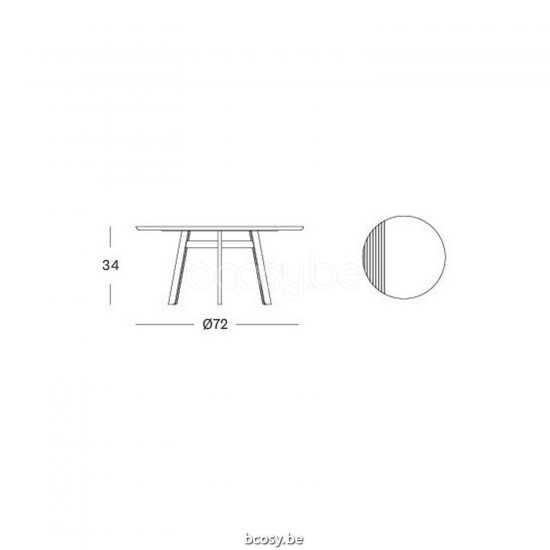 Vincent Sheppard Groove Round Coffee Table Dia 72 Black Steel frame Oak Naturel top.