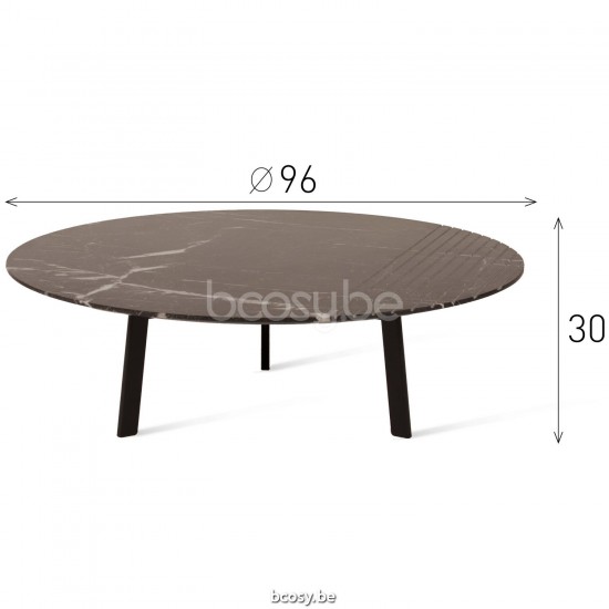 Vincent Sheppard Groove Round Coffee Table Dia 96 Black Steel frame Nero Marquina Marble Marble top.