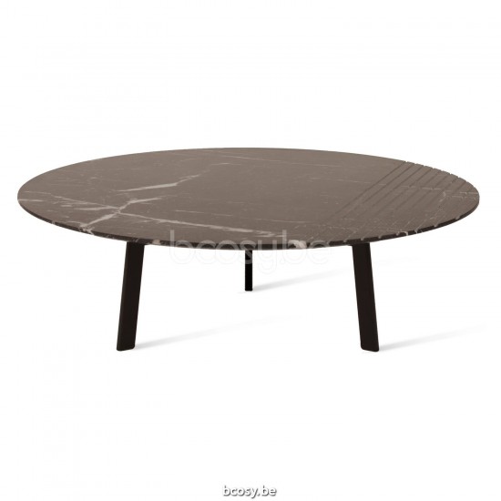 Vincent Sheppard Groove Ronde Salontafel Dia 96 Zwart Stalen frame Nero Marquina Marmer Marmer Tafelblad.