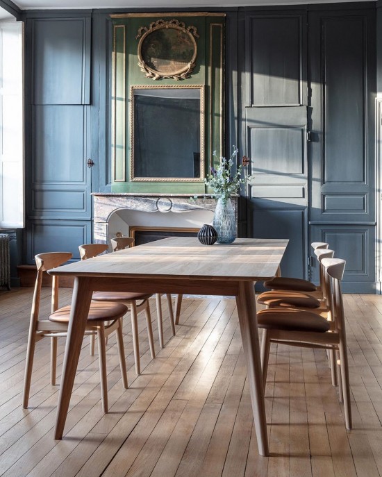 Vincent Sheppard Teo chaises de repas cadre en Chêne Naturel Cuir Marron végan.