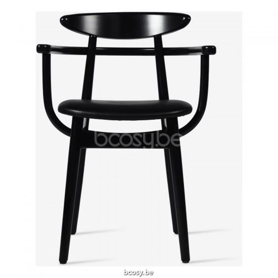 Vincent Sheppard Teo Stuhl mit Armlehnen Teo Lehnstuhl Rahmen aus Schwarz Buche Schwarz Vegan Leder.