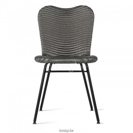 Vincent Sheppard Chaise Lily base A acier Lily Chaise cadre en Acier A Revêtement en poudre noir Lloyd Loom Nacré.