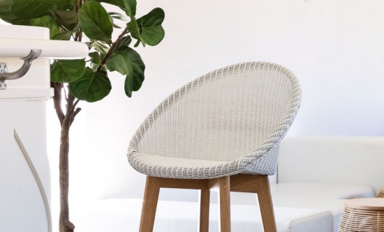 Vincent Sheppard Joe dining chairs Natural Oak Wood frame Snow Lloyd Loom.