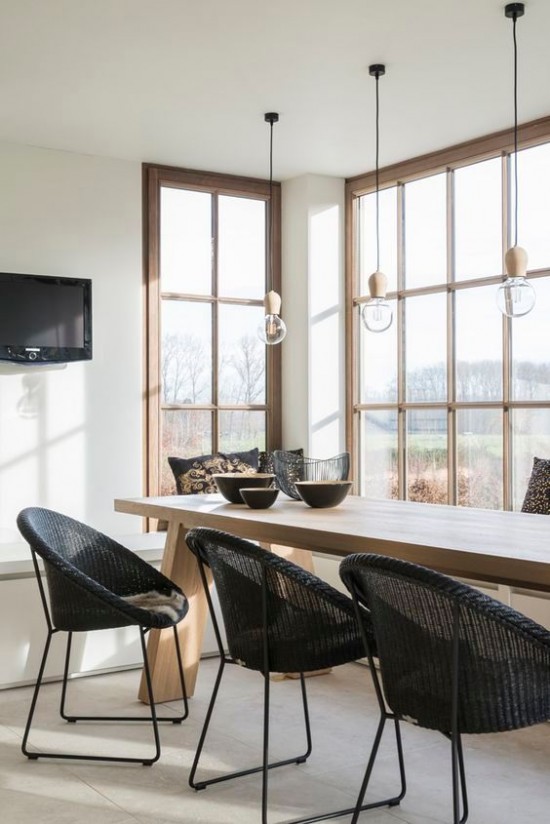 Vincent Sheppard JOE Esstischstuhl Stahl Schlitten Joe Stuhl Rahmen aus Schwarz pulverbeschichtet Stahlkufen Schwarz Lloyd Loom.