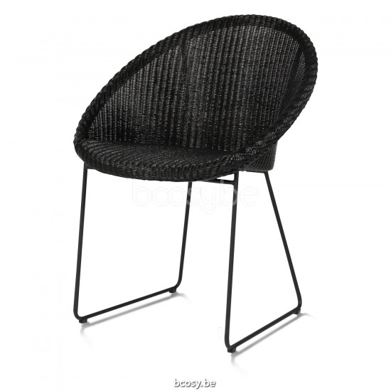 Vincent Sheppard Joe Stoel Zwart Gepoedercoat Stalen slede frame Zwart Lloyd Loom.