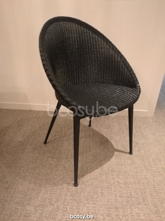 Vincent Sheppard Jack dining chairs Black Powder Coated Steel X frame Black Lloyd Loom.