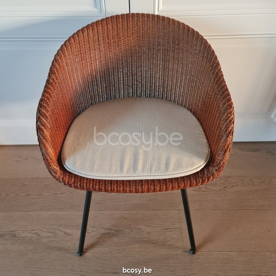 Vincent Sheppard Avril armchairs with armrests Black Powder Coated Steel A frame Caramel Lloyd Loom.