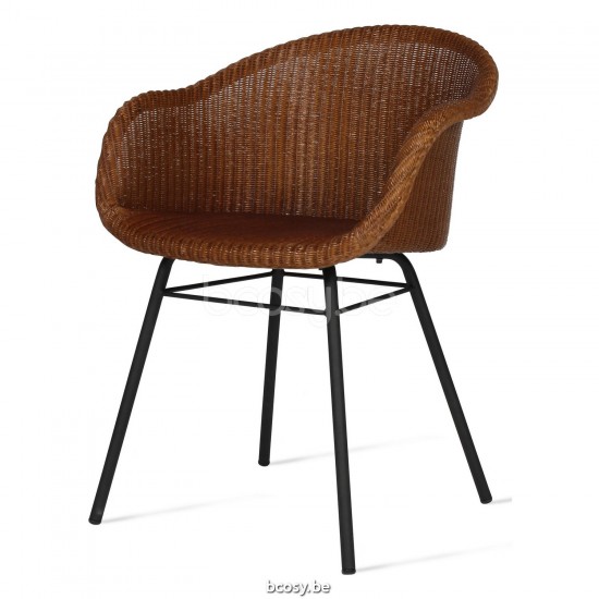 Vincent Sheppard Avril Stoel Zwart Gepoedercoat Stalen A frame Caramel Lloyd Loom.