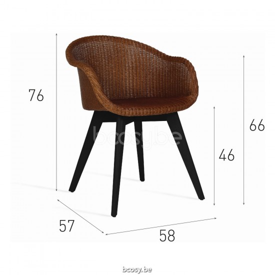 Vincent Sheppard Avril Dining Chair Black Stained Hardwood frame Caramel Lloyd Loom.