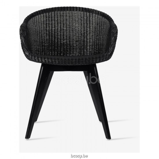 Vincent Sheppard Avril fauteuils chaises avec accoudoirs cadre en Bois Dur Noir teinté Lloyd Loom Noir.