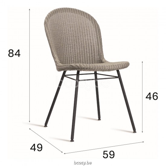 Vincent Sheppard Yann Dining Chair Black Powder Coated Steel A frame Pebble Lloyd Loom.