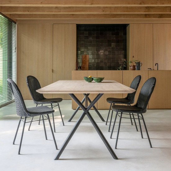 Vincent Sheppard Yann chaises de repas cadre en Acier A Revêtement en poudre noir Lloyd Loom Noir.