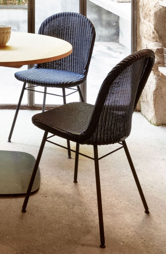 Vincent Sheppard Yann Stoel Zwart Gepoedercoat Stalen A frame Zwart Lloyd Loom.